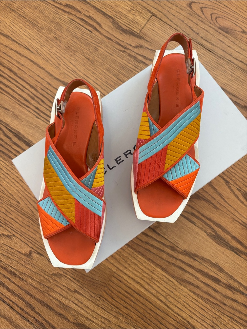 Robert Clergerie Multicolor Quilted Cross-Strap Platform Sandals style Urga